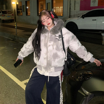 【アウター】アメリカン グラデーション フード付き メンズ＆レディース 厚手 痩せ見え 綿入れコート【FCシリーズ】