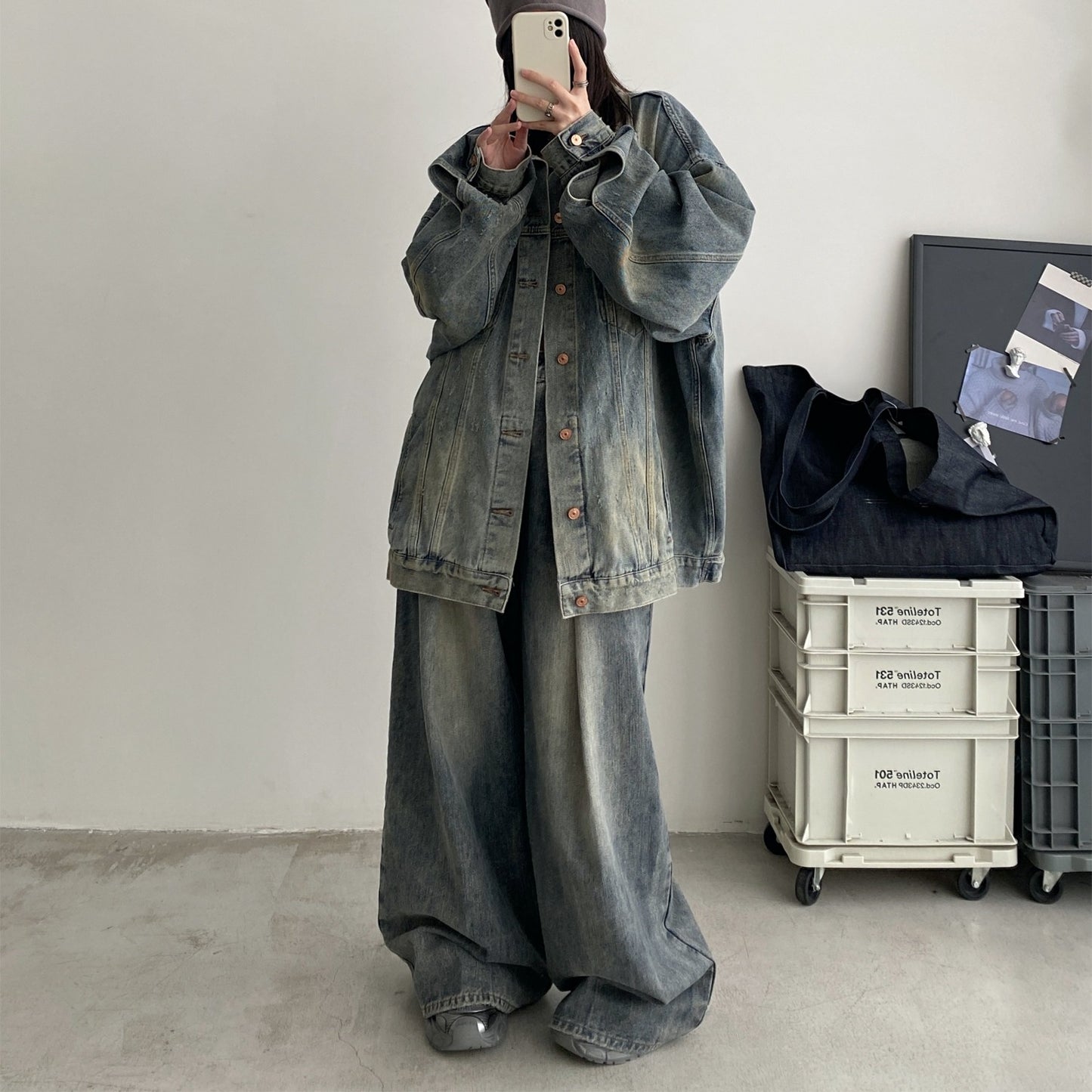 【単品注文】【セットアップ】春 秋 夏 ヴィンテージ風 オーバーサイズ ジャケット＋パンツ 2点上下セット【FCシリーズ】