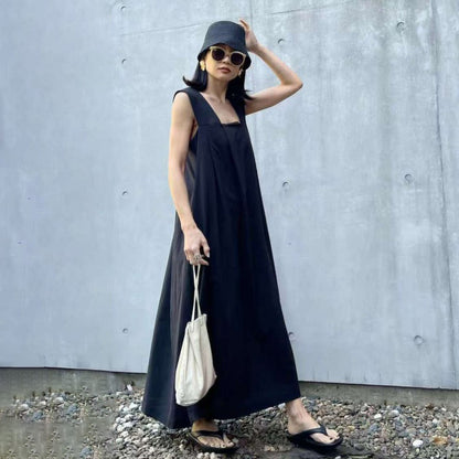 60%OFF【ワンピース】夏新作 ノースリーブ タンクワンピース レディース ゆったり 大きいサイズ ロング丈 ギャザー入り ポケット付き カジュアル【JZシリーズ】