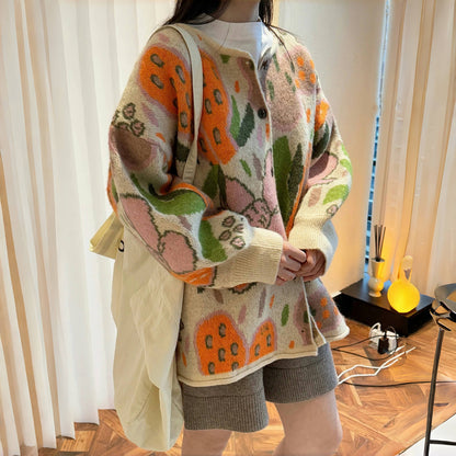 【トップス】春秋冬 日常に溶け込む ファッション プリント ニット生地 カーディガン【SNシリーズ】