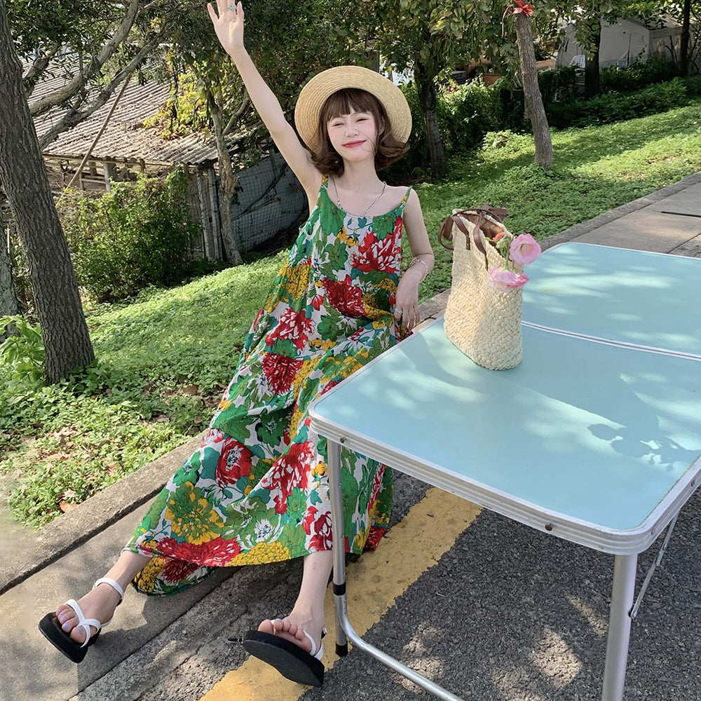 ワンピース】 ヴィンテージ風 ゆったり カジュアル 夏 スリム効果