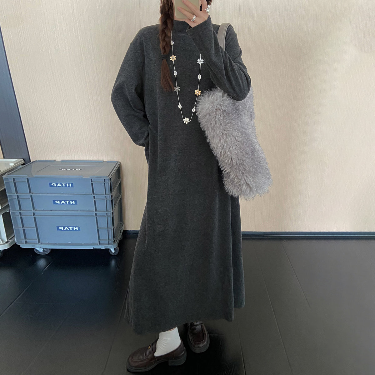 【ワンピース】大人上品ニットワンピース レディース 秋冬新作 ロング丈 ゆったり 着回し 大人カジュアル【JZシリーズ】