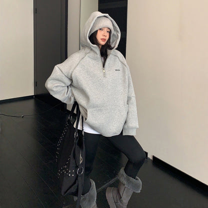 【トップス】ジップデザイン 春 秋 冬 フード付き パーカー 【FCシリーズ】