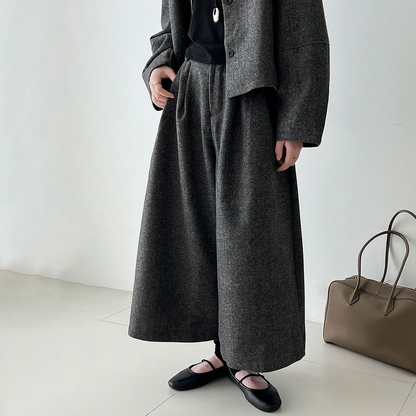 2点セット【セットアップ】秋新作 ウールジャケット＋ストレートパンツ 上下セット レディース 韓国風 レトロ 通勤コーデ【JZシリーズ】