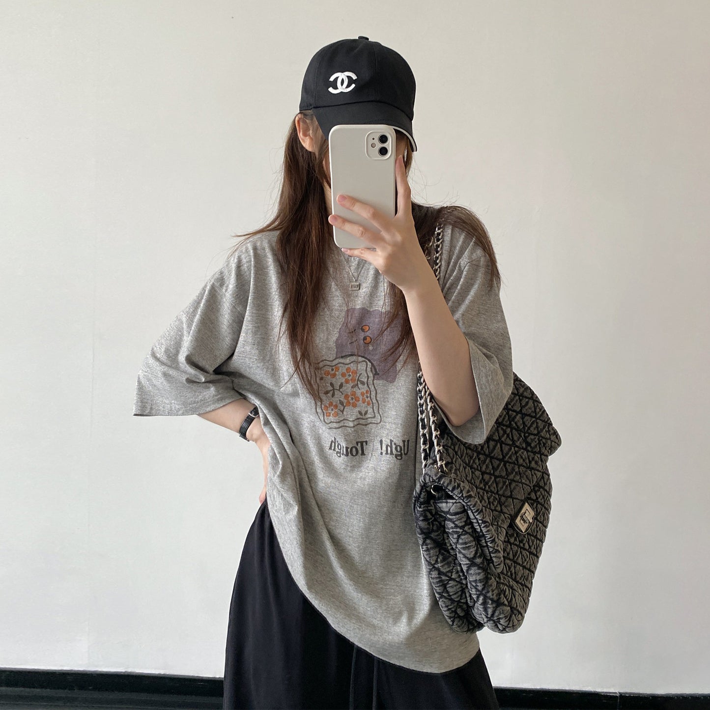 【トップス】ロゴプリント 半袖Tシャツ ドロップショルダー ゆったりシルエット シンプル カジュアル トップス 夏新作 【FCシリーズ】