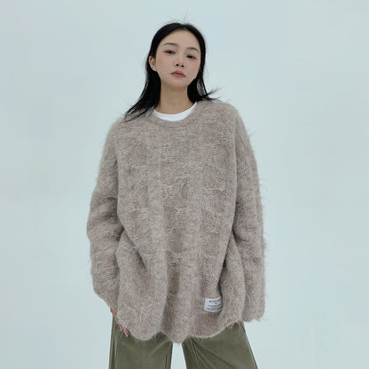 【トップス】ふわふわ可愛い♪ ゆる感たっぷりボアニット レディース クルーネック【FCシリーズ】