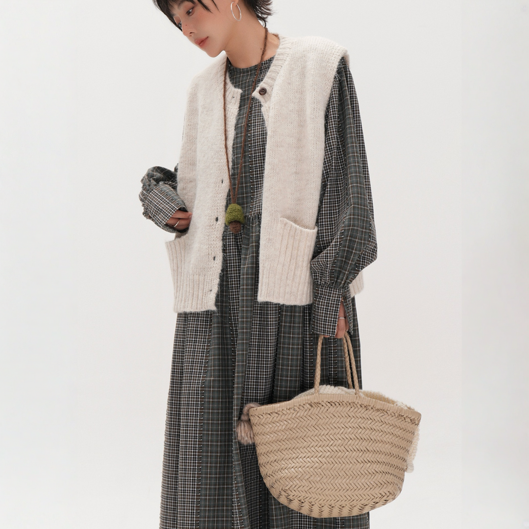 【美品】Aprosio＆Co_アプロジオアンドコー_ビーズバッグ_緑_花柄 somari imagination花柄プリントワンピース[品番：MITW0017495