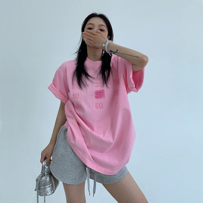 【トップス】夏 立体ナンバー刺繍 コットン 半袖 Ｔシャツ 【FCシリーズ】