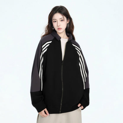 【アウター】アメリカン配色 切り替えデザイン 男女兼用 スポーティーカジュアル ジャケット レディース 春秋 学院風 ジップアップ パーカー ブルゾン【FCシリーズ】