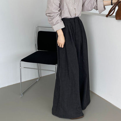 【ボトムス】 春秋 韓国風 ハイエンド プリーツ ワイドパンツ｜通勤にも最適な美脚ロングボトムス【JZシリーズ】【SNシリーズ】