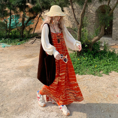 【ワンピース】M~4XL 大きいサイズ レディース リゾート風 日焼け対策 ノースリーブワンピース 体型カバー【SHシリーズ】