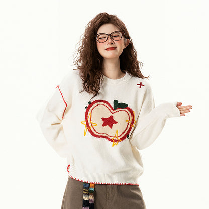 【トップス】 アメリカンレトロ アップルジャガード クルーネック ニット【FCシリーズ】