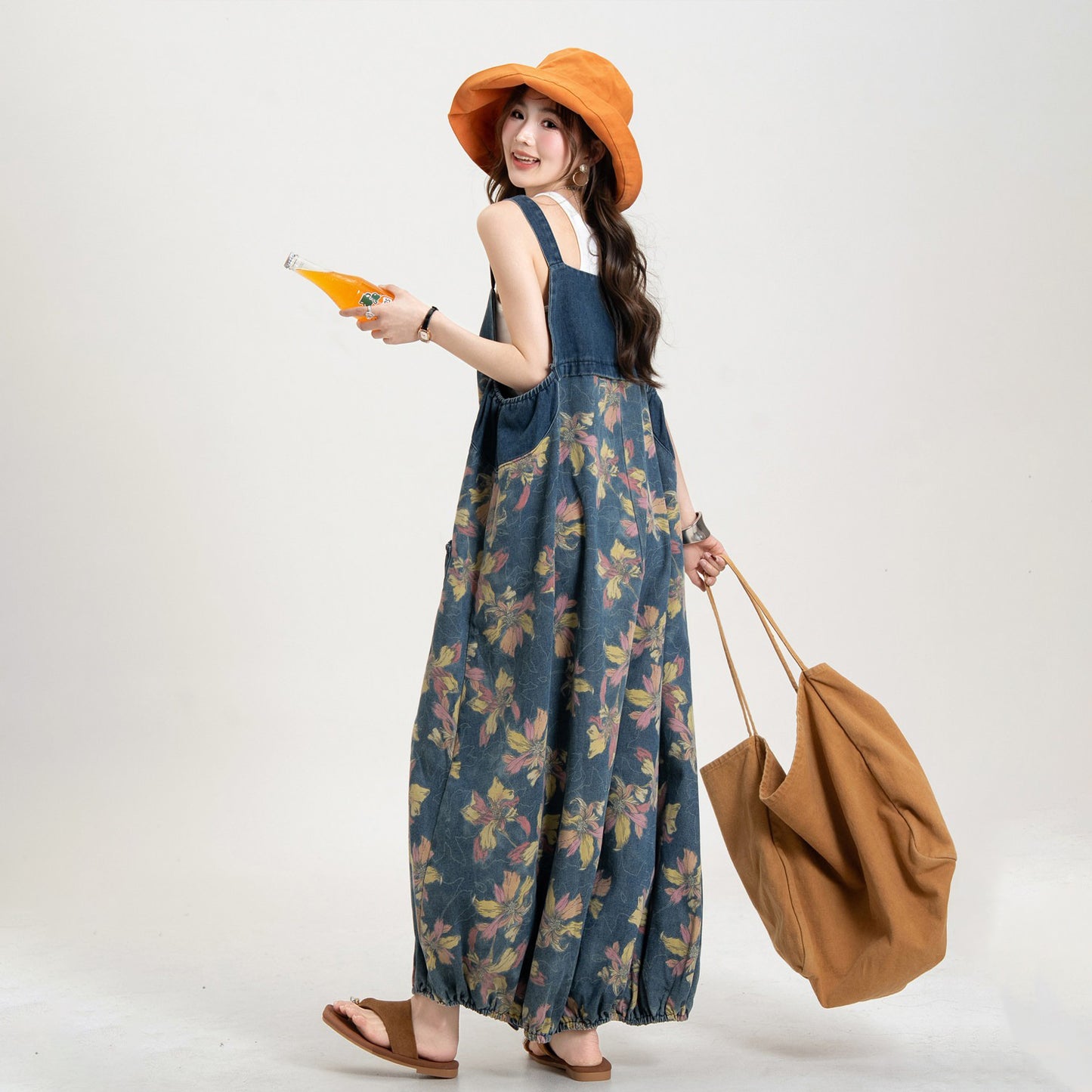 【ボトムス】レトロカラー サロペット レディース ワイドパンツ オールインワン ゆったり カジュアル【SHシリーズ】