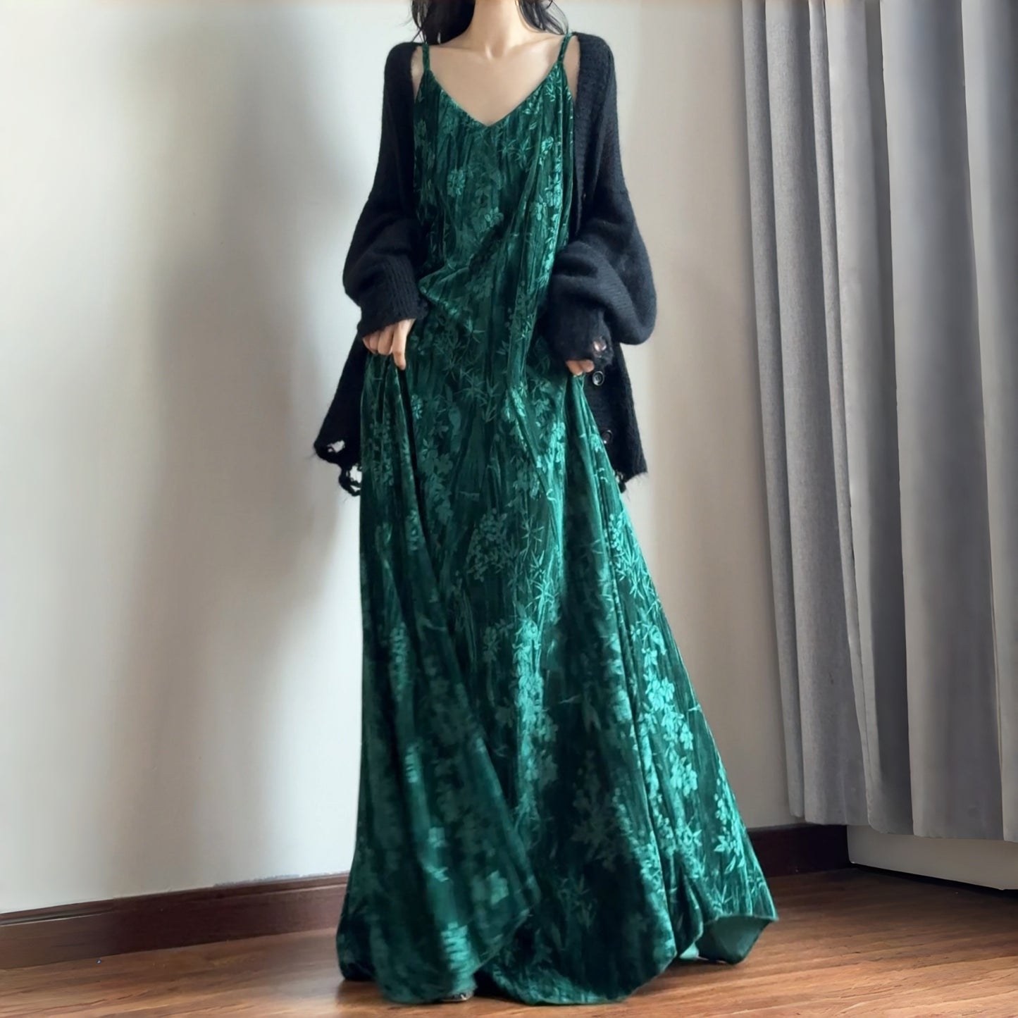 【ワンピース】エレガント セクシー 目立つ Vネック ストラップドレス【SHシリーズ】