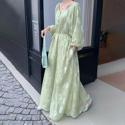 【ワンピース】5カラー 柔らかい雰囲気 2WAY 着痩せ効果 おしゃれな長袖ワンピース