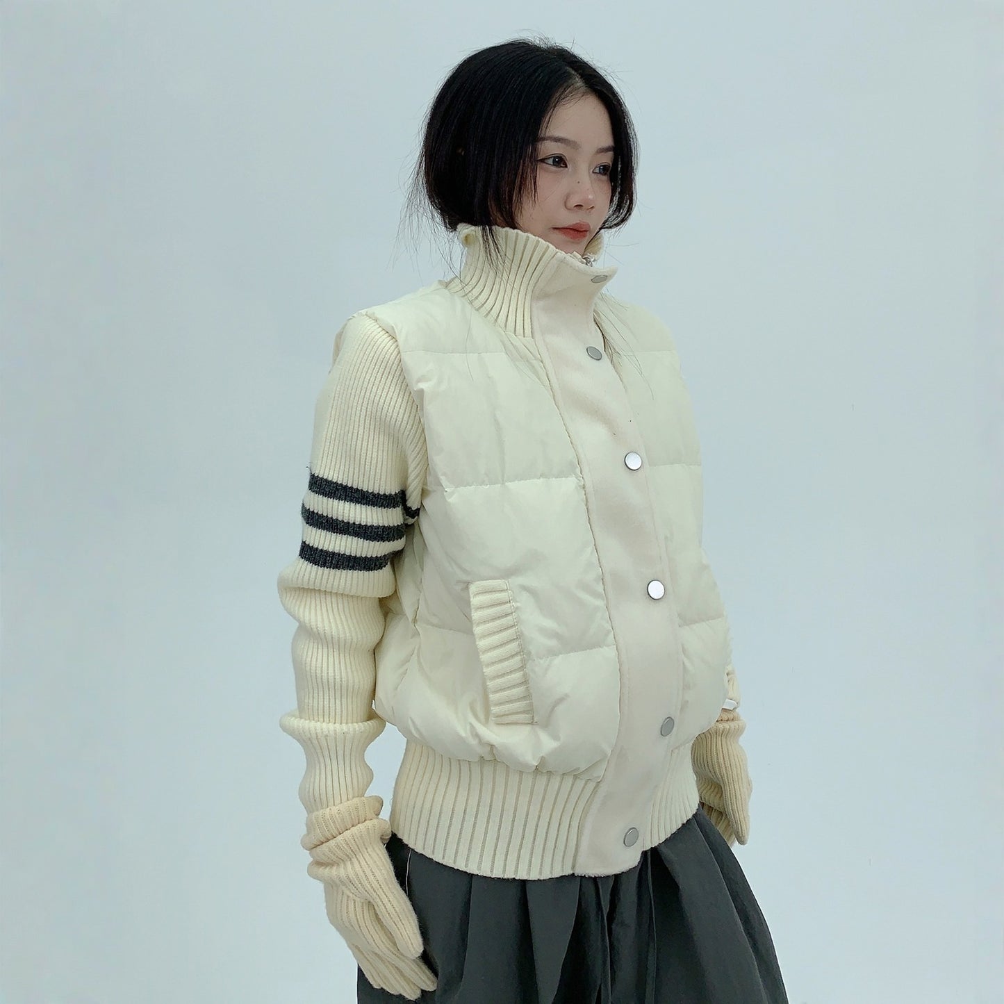 【アウター】春 秋 冬 切り替え スタンドカラー ダウンジャケット 【FCシリーズ】