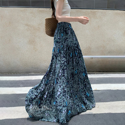 【ボトムス】フレンチ花柄スカート レディース 夏 シフォン素材 ティアードロングスカート ハイウエスト 上品フェミニン【SHシリーズ】