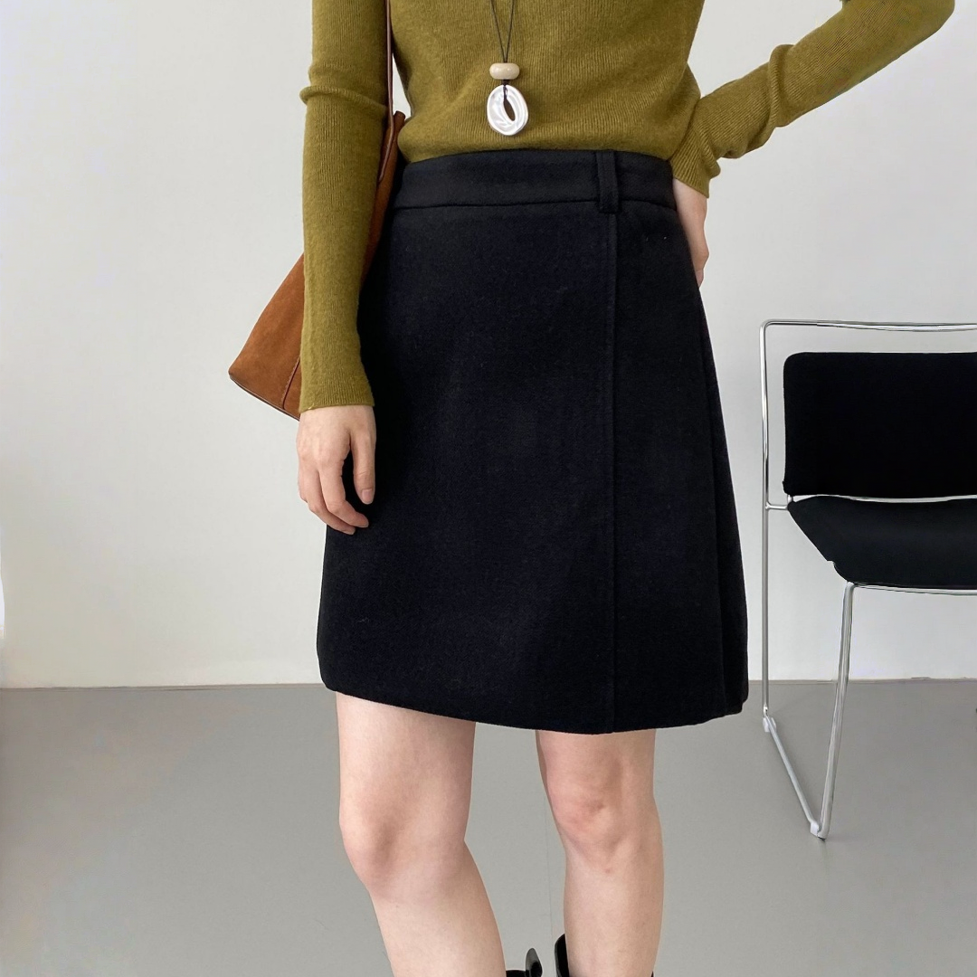 【ボトムス】春 秋 冬 ハイウエスト タイトフレア ウール混スカート 【JZシリーズ】