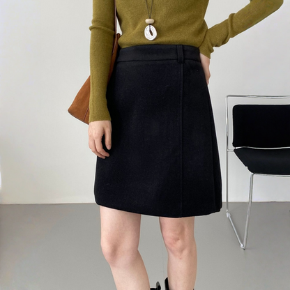 【ボトムス】春 秋 冬 ハイウエスト タイトフレア ウール混スカート 【JZシリーズ】