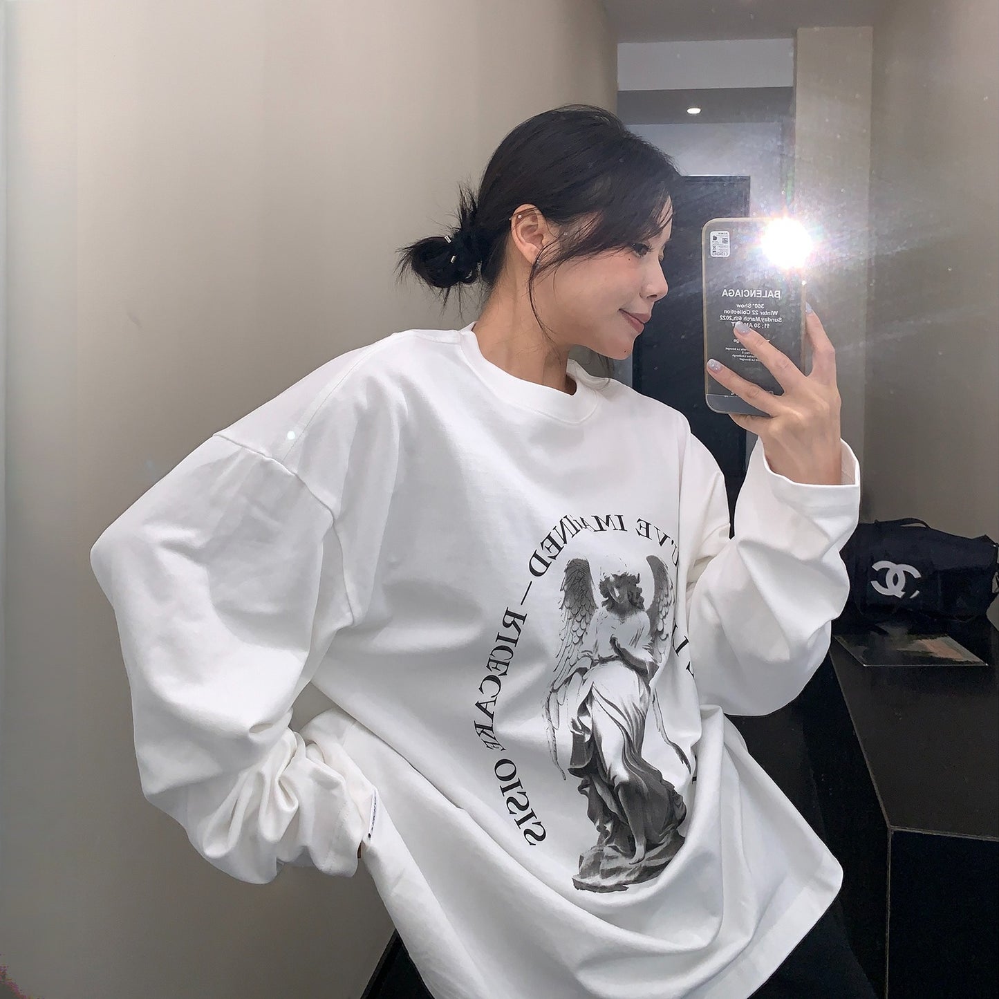 【トップス】春 秋 冬 リラックス感 プリント 長袖Tシャツ 【FCシリーズ】