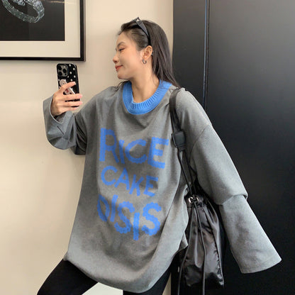 【トップス】ルーズ＆ラフ感 カラーブロックプリント 長袖Tシャツ オーバーサイズ レディース カジュアル【FCシリーズ】