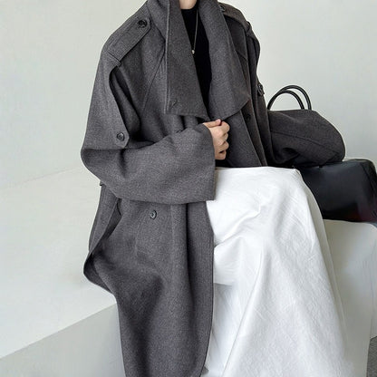 【アウター】春 秋 冬 立襟 ダブル 韓国風 トレンチコート 【SNシリーズ】