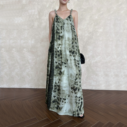 【ワンピース】夏 花柄 ニュアンス染め ニュアンス染め ノースリーブ ワンピース 【SHシリーズ】