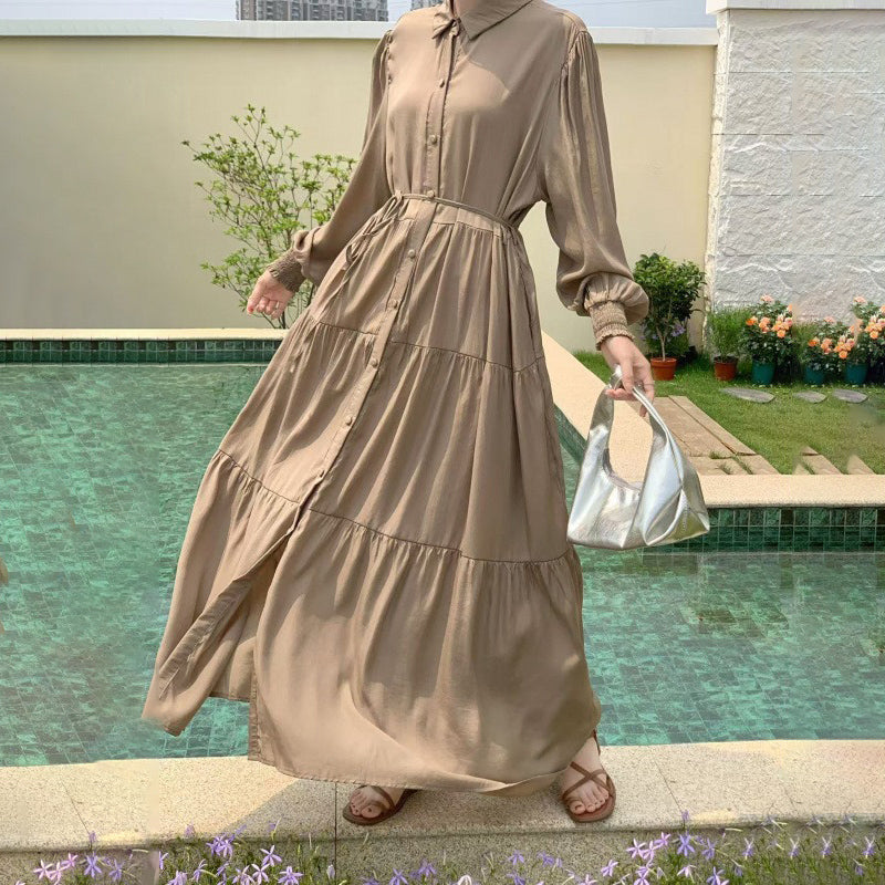 【ワンピース】10色展開 オーバーサイズ 長袖 大きいサイズ対応 無地 シャツワンピース