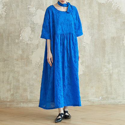 【ワンピース】シンプル ナチュラル ヴィンテージ風 フレアシルエット ゆったり 大きめサイズ バカンス用 コットン 半袖 ワンピース【JZ シリーズ】