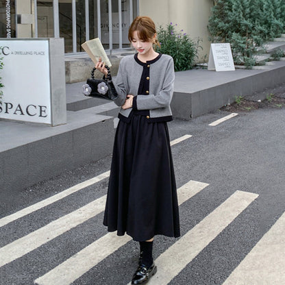 2点セット！【セットアップ】ニットセットワンピース レディース 春秋 高級感コーデ 2点セット 韓国風 おしゃれ トレンド【JZシリーズ】