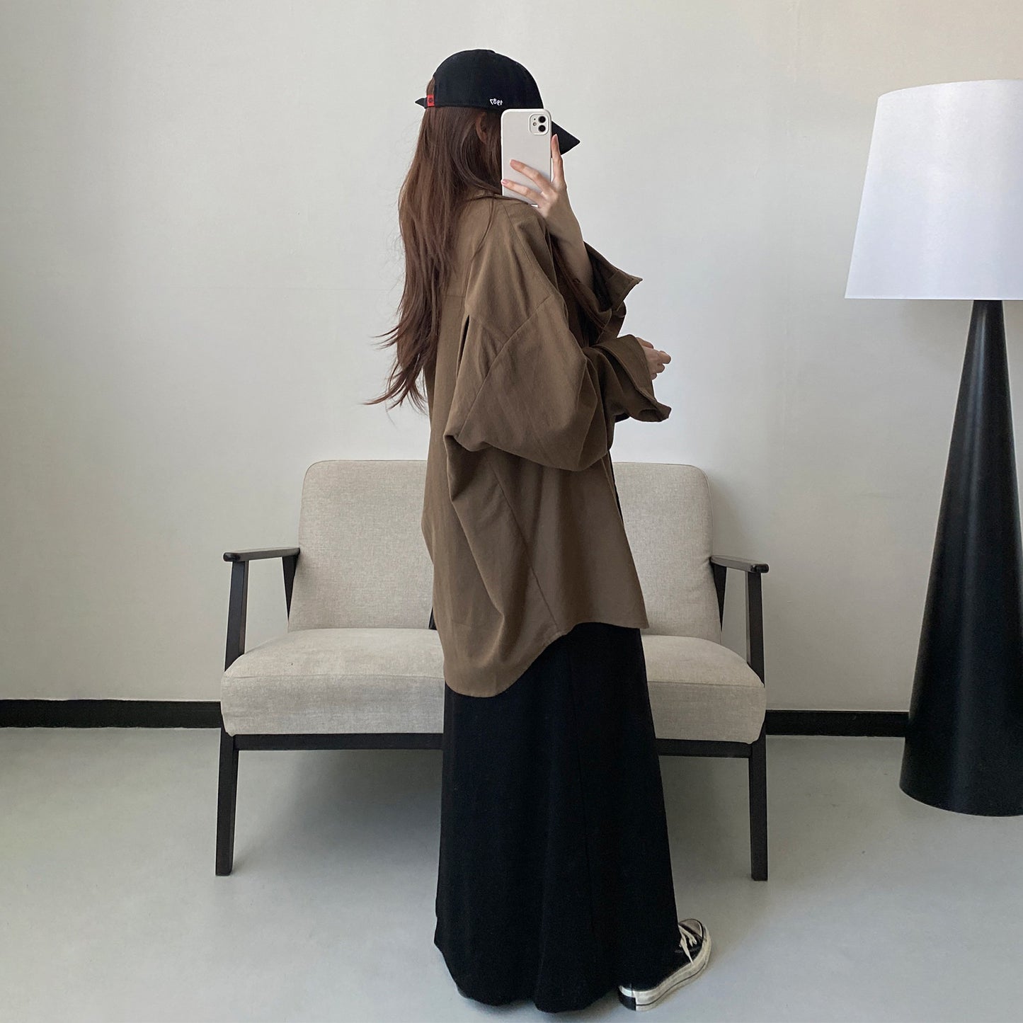 【アウター】厚手 シャツ ビッグシルエット 体型カバー 長袖 カジュアル シャツカーディガン レディース 秋冬【FCシリーズ】