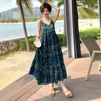 【ワンピース】2025夏新作 ノースリーブ フラワープリントキャミワンピース【SHシリーズ】