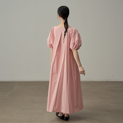 【ワンピース】フレンチガーリー 半袖 パフスリーブワンピース ゆったりシルエットで体型カバー◎ 夏のバカンスに最適【JZシリーズ】