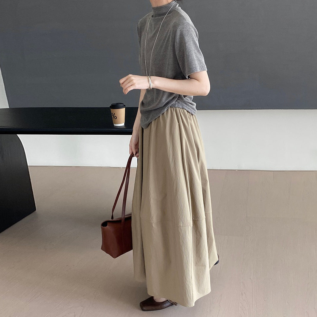 【ボトムス】ミニマル通勤スタイル ウエストゴム ロングスカート 着回し力抜群の万能ボトムス【JZシリーズ】