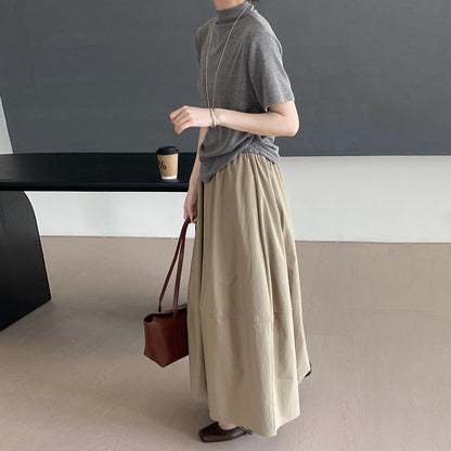 【ボトムス】ミニマル通勤スタイル ウエストゴム ロングスカート 着回し力抜群の万能ボトムス【JZシリーズ】