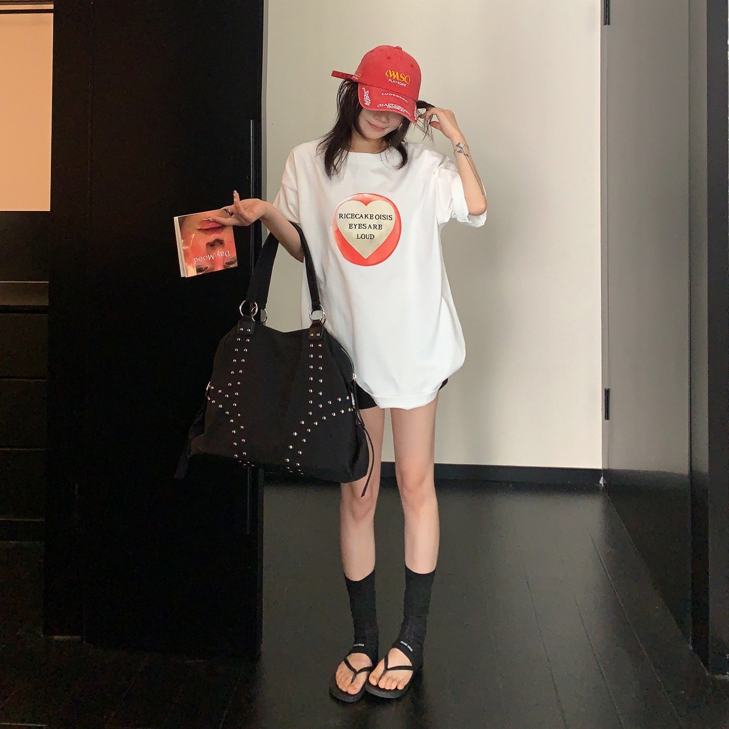 【トップス】ヴィンテージ風 刺繍 コットン半袖Tシャツ レディース リラックス カジュアル ストリート系【FCシリーズ】