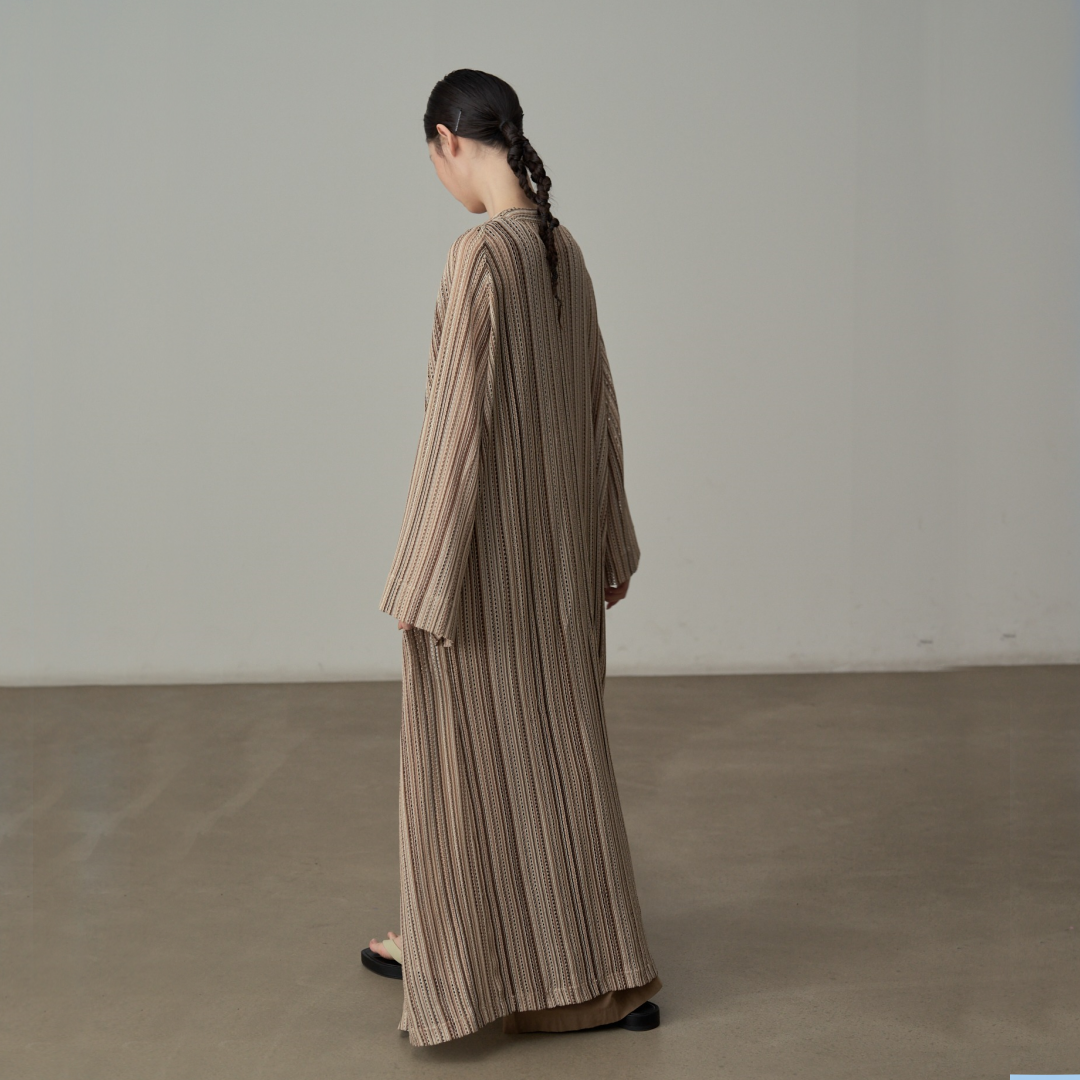 【ワンピース】春 秋 夏 ストライプ柄 ゆったり 体型カバー 長袖 ワンピース 【SHシリーズ】