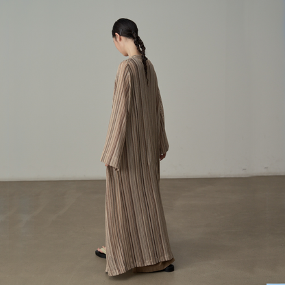 【ワンピース】春 秋 夏 ストライプ柄 ゆったり 体型カバー 長袖 ワンピース 【SHシリーズ】