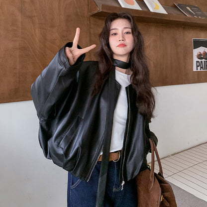 【アウター】 アメリカンヴィンテージ風  PUレザージャケット ゆったり おしゃれ 【JZシリーズ】