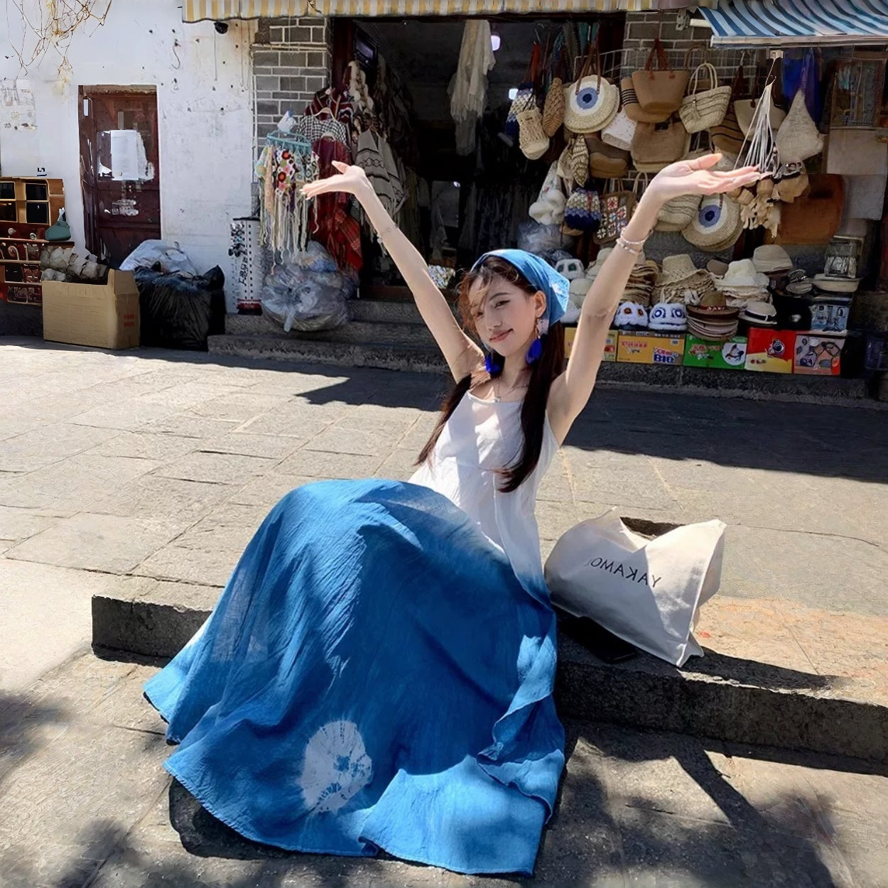 期間限定⭐️60%OFF【ワンピース】海辺 リゾート風 上品 新作 絞り染め Aライン ワンピース【SHシリーズ】