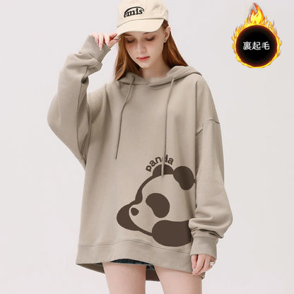 【トップス】🐼パンダ柄 裏起毛 厚手 ゆったり フード付き パーカー ゆったり 秋冬【FCシリーズ】