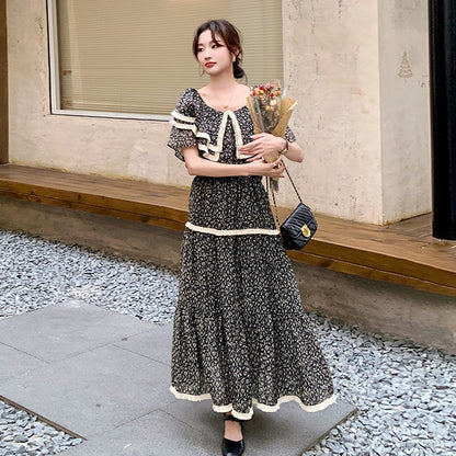 【ワンピース】オフショル花柄シフォン 半袖ワンピース レディース 夏 個性的で美しい エレガント 高級感 リゾート風ロングドレス【SHシリーズ】