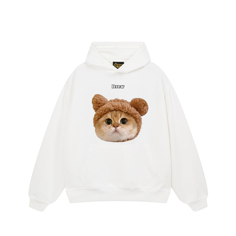 【トップス】🐱アメリカンストリート猫プリントクルーネックスウェット ユニセックス コットン オーバーサイズ 秋冬コーデ【FCシリーズ】