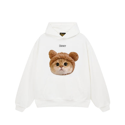 【トップス】🐱アメリカンストリート猫プリントクルーネックスウェット ユニセックス コットン オーバーサイズ 秋冬コーデ【FCシリーズ】
