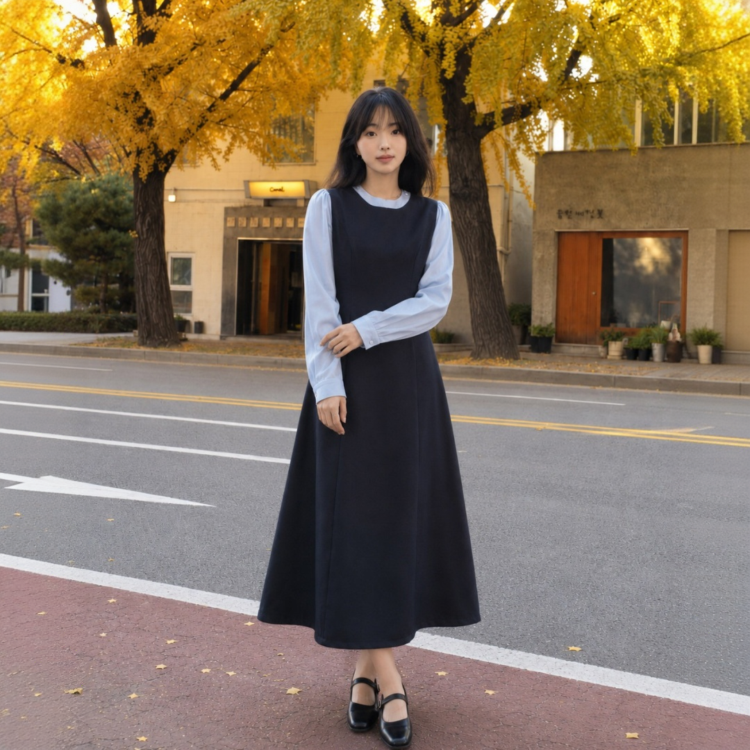 【ワンピース】フェイクレイヤード ゆったりワンピース 【JZシリーズ】