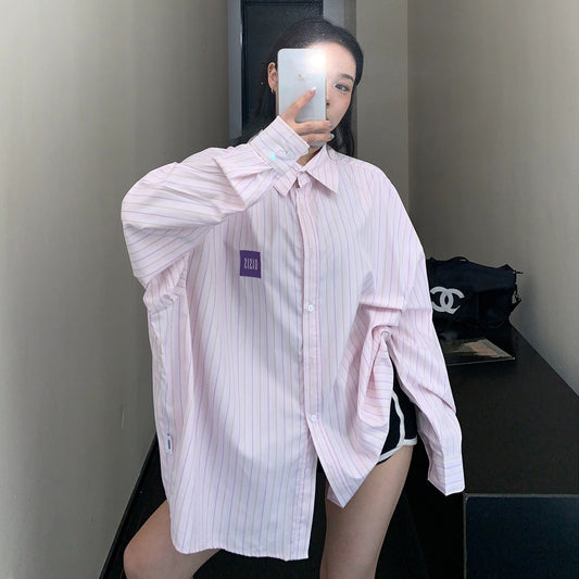 【トップス】春 秋 冬 高級感 ストライプ 長袖 シャツ 【FCシリーズ】