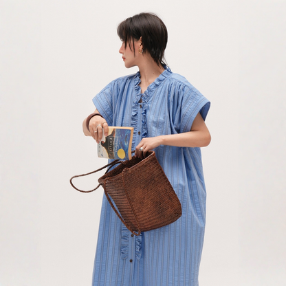 【ワンピース】【15～20日内発送】ノースリーブ  ストライプ フリルカラー リボン付き ウエストマーク ワンピース 【JZシリーズ】