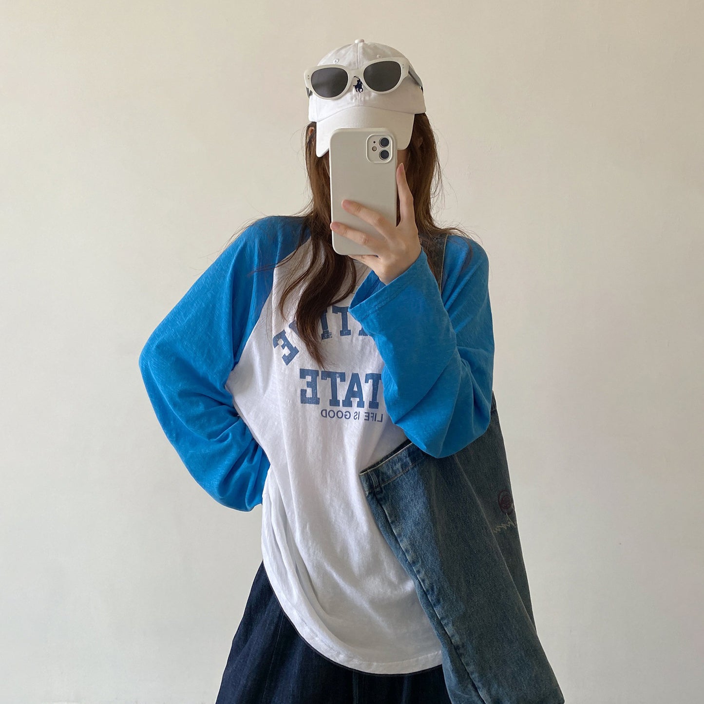 【トップス】古着風ロゴロンT レディース 配色デザイン ラグランスリーブ オーバーサイズ リラックスコーデ Ｔシャツ【FCシリーズ】