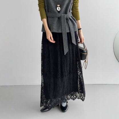 【ボトムス】春 秋 冬 レトロ レース 刺繍  Aライン スカート 【JZシリーズ】