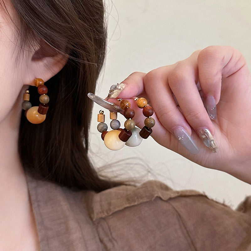 【🎁 B2G1｜先行スタート！】【グッズ】新中華風ヴィンテージ ピアス 上品で個性的なフープデザイン